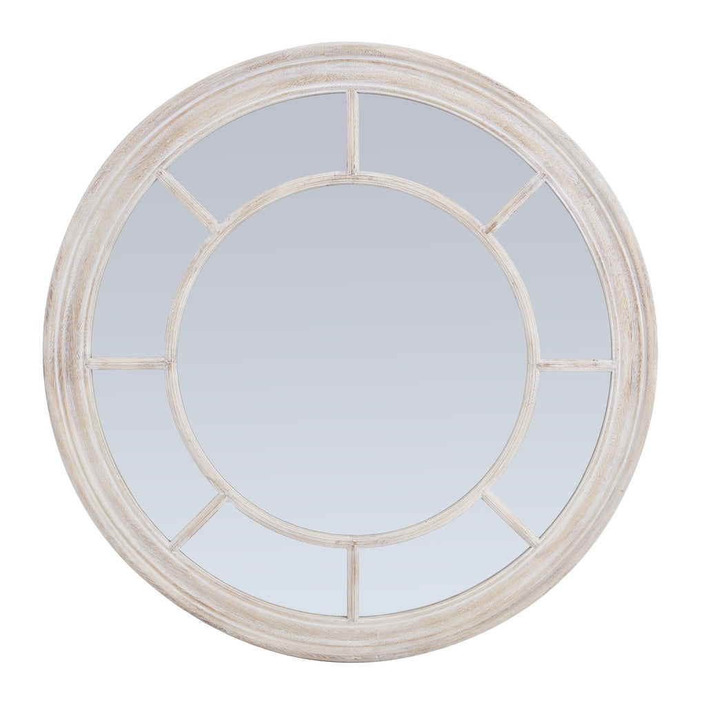 Washed Wood Framed Round Mirror — mirror
