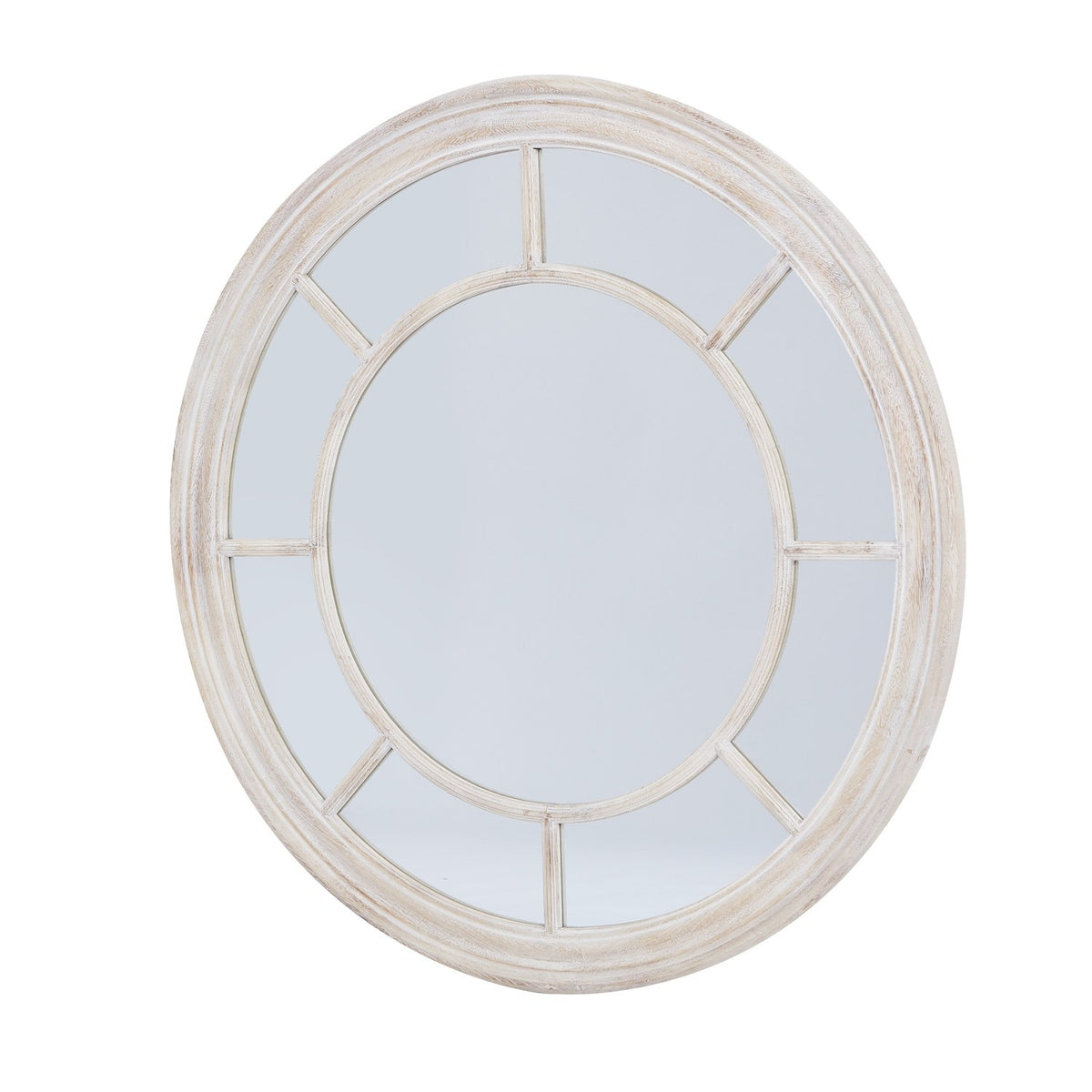 Washed Wood Framed Round Mirror — mirror