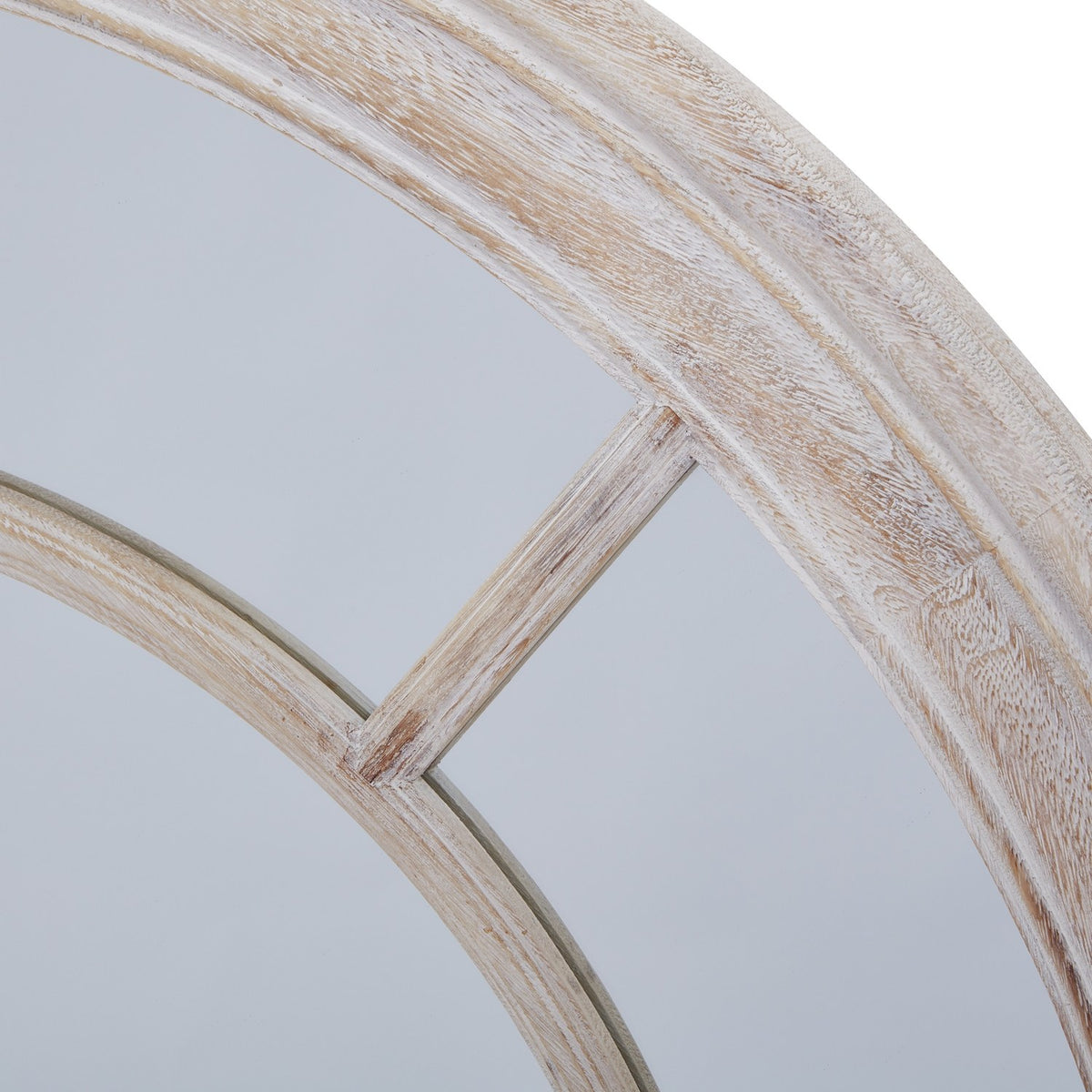 Washed Wood Framed Round Mirror — mirror