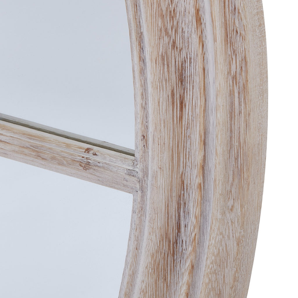 Washed Wood Framed Round Mirror — mirror