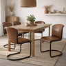 Brown Leather Dining Chair — Kitchen Dining Chair, Curved Back