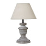 Small Grey Wood Table Lamp 24cm — Bedside Table Lamp, Linen Shade