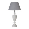 Small Grey Wood Table Lamp 45.5cm — Bedside Table Lamp, Linen Shade