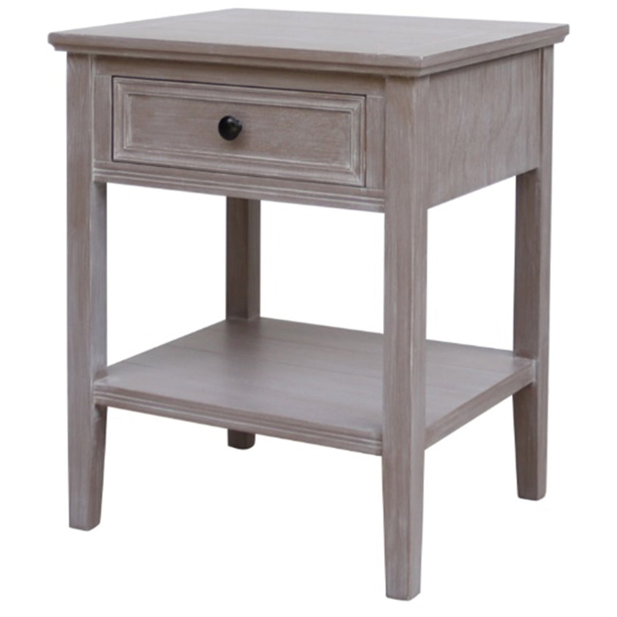 Grey Serene Side Table — 1 Drawer Living Room Side Table, Wood