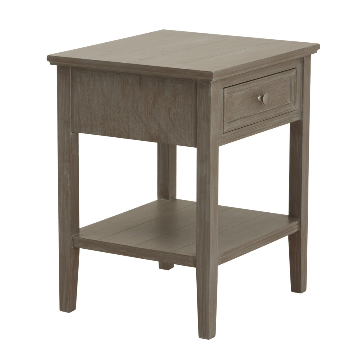Grey Serene Side Table — 1 Drawer Living Room Side Table, Wood