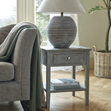 Grey Serene Side Table — 1 Drawer Living Room Side Table, Wood