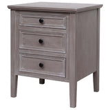 Grey Bedside Table — 3 Drawer Bedside Nightstand, Wood