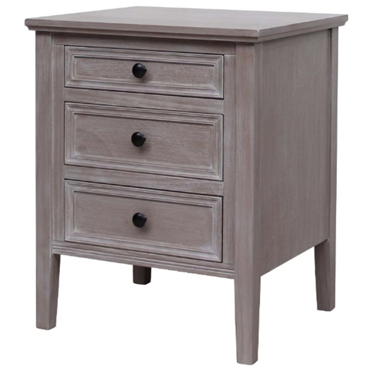 Grey Bedside Table — 3 Drawer Bedside Nightstand, Wood