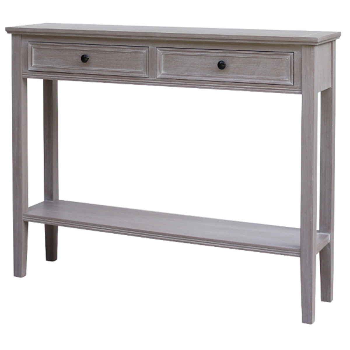 Grey Serene Console Table — 2 Drawer Hallway Table, Wood