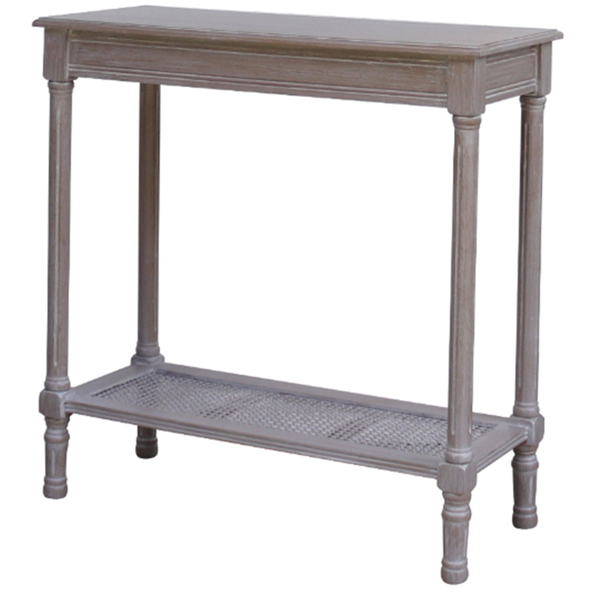 Grey Console Table — Hallway Table, Rattan, Wood