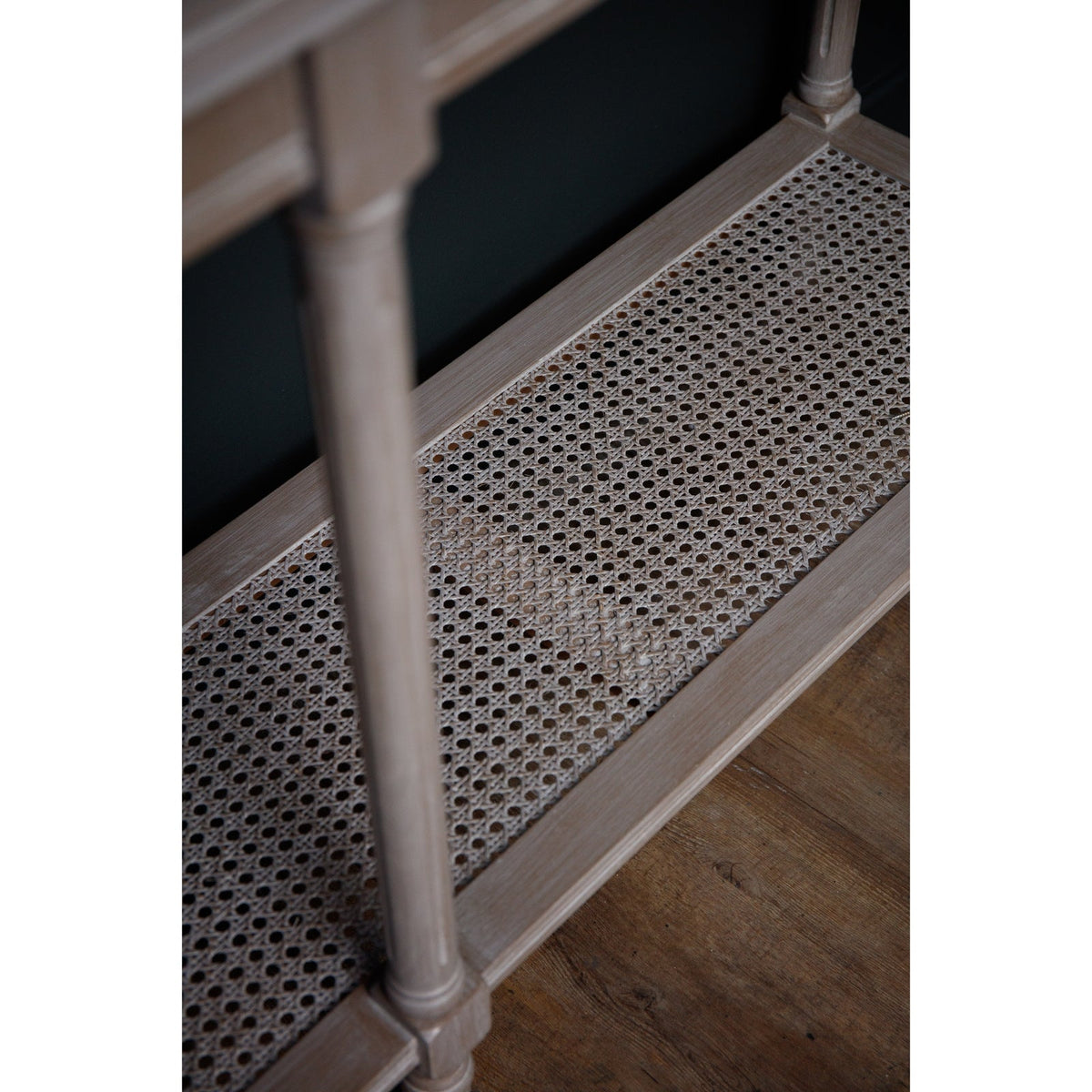 Narrow Grey Console Table 160cm — Hallway Table, Rattan, Wood