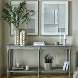Narrow Grey Console Table 160cm — Hallway Table, Rattan, Wood