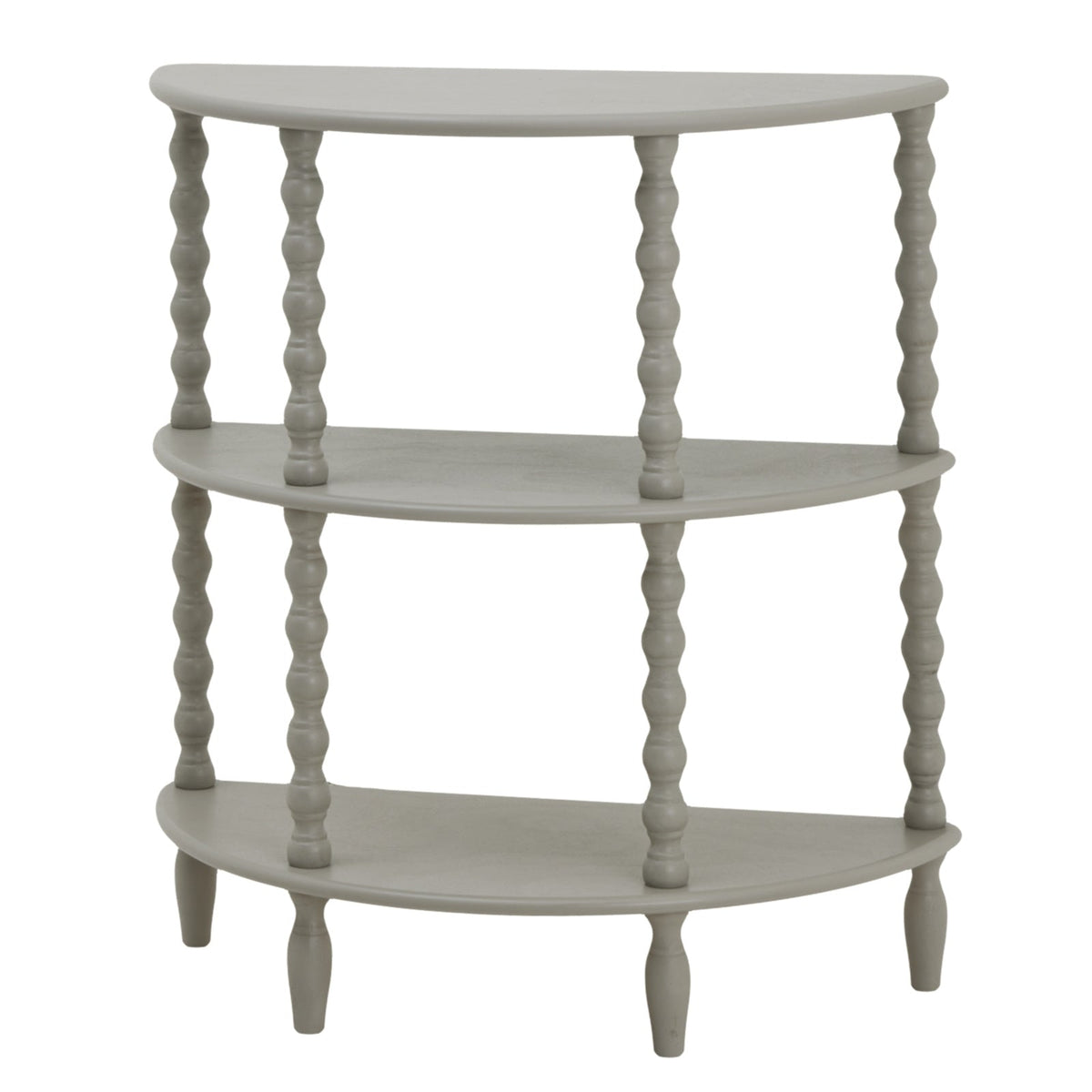 Grey Half Moon Side Table — Living Room Side Table, 3 Tier, Wood