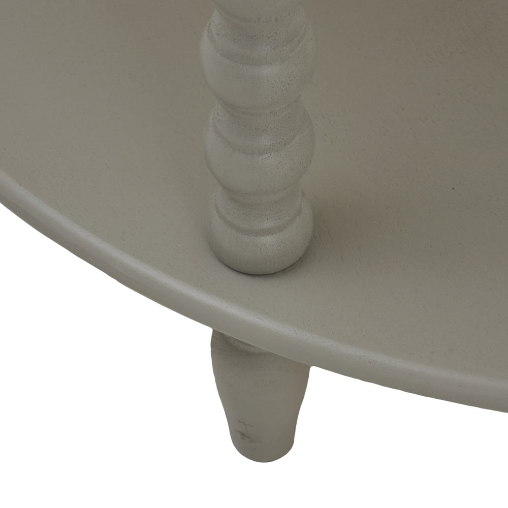 Grey Half Moon Side Table — Living Room Side Table, 3 Tier, Wood