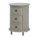 Grey Round Side Table — 3 Drawer Living Room Side Table, Wood