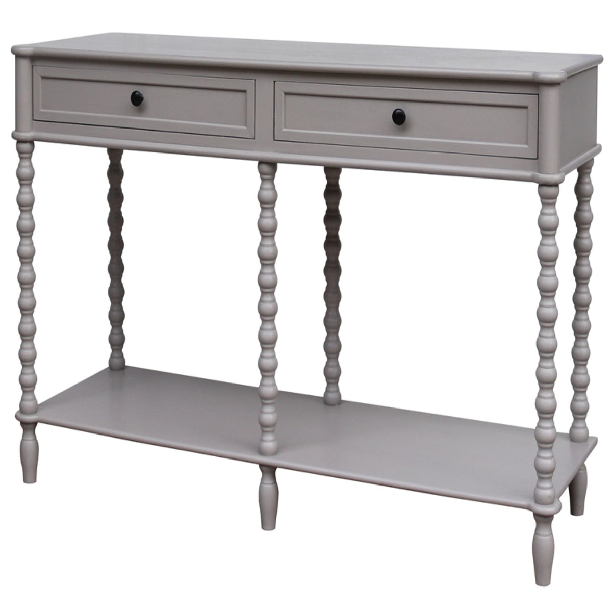 Narrow Grey Console Table 120cm — 2 Drawer Hallway Table, Wood