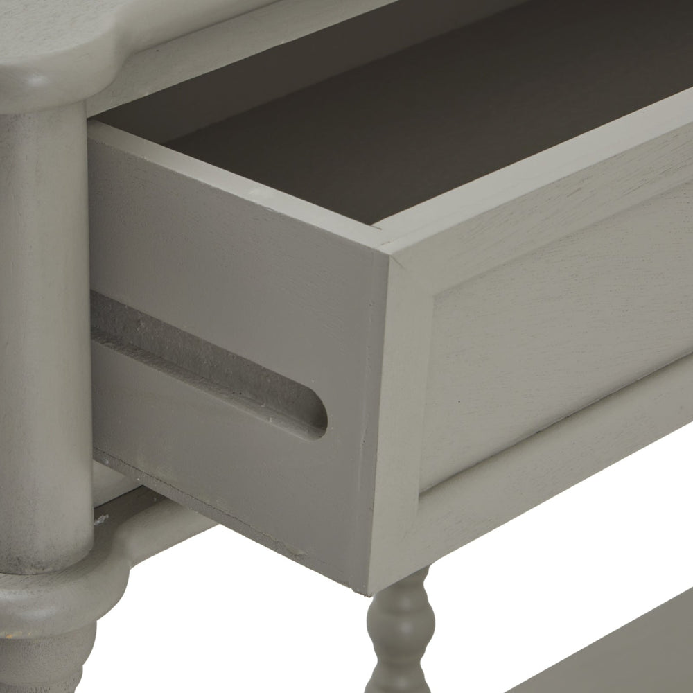 Narrow Grey Console Table 120cm — 2 Drawer Hallway Table, Wood