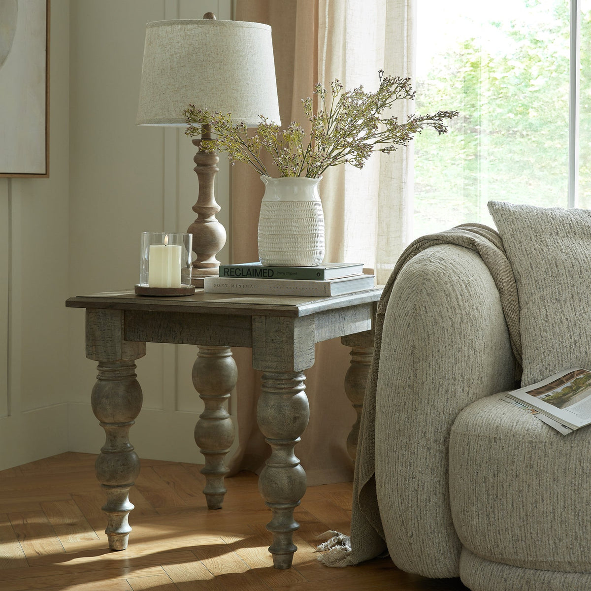 Brown Side Table 60cm — Living Room Side Table, Wood, 60cm Tall