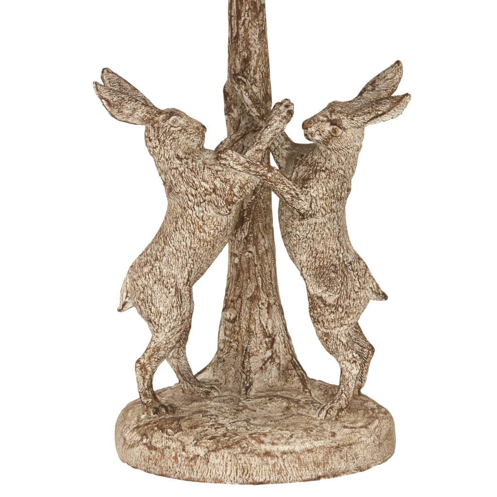Brown Table Lamp 48cm — Bedside Table Lamp, Linen Shade, Stonewashed Marching Hares