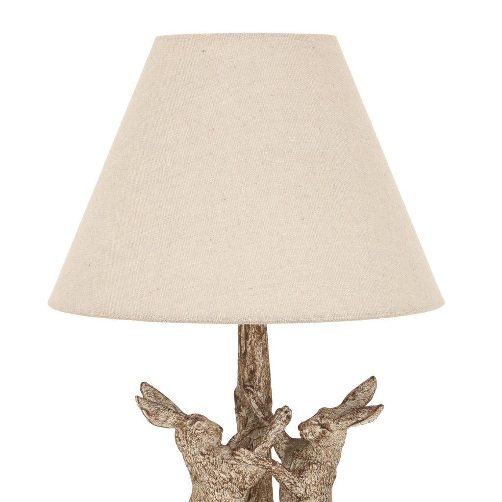 Brown Table Lamp 48cm — Bedside Table Lamp, Linen Shade, Stonewashed Marching Hares