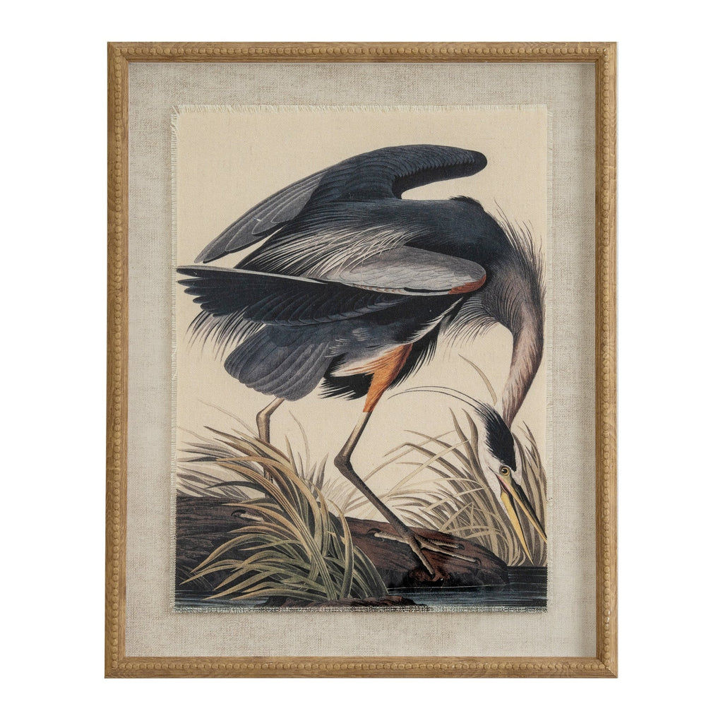 Flora & Fauna Collection Heron On Linen In Beaded