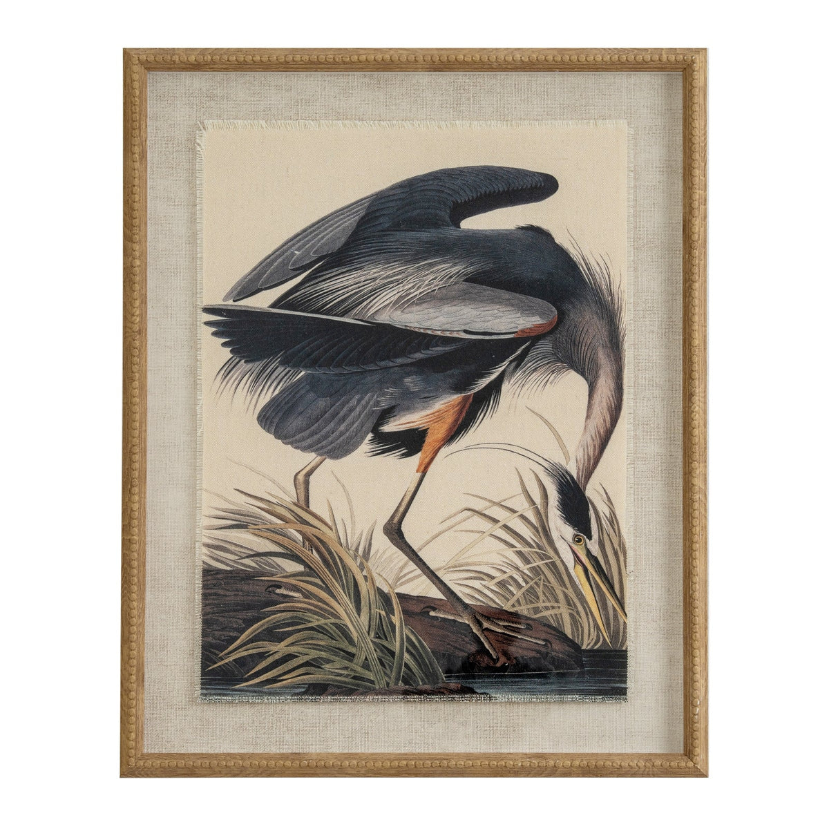 Flora & Fauna Collection Heron On Linen In Beaded