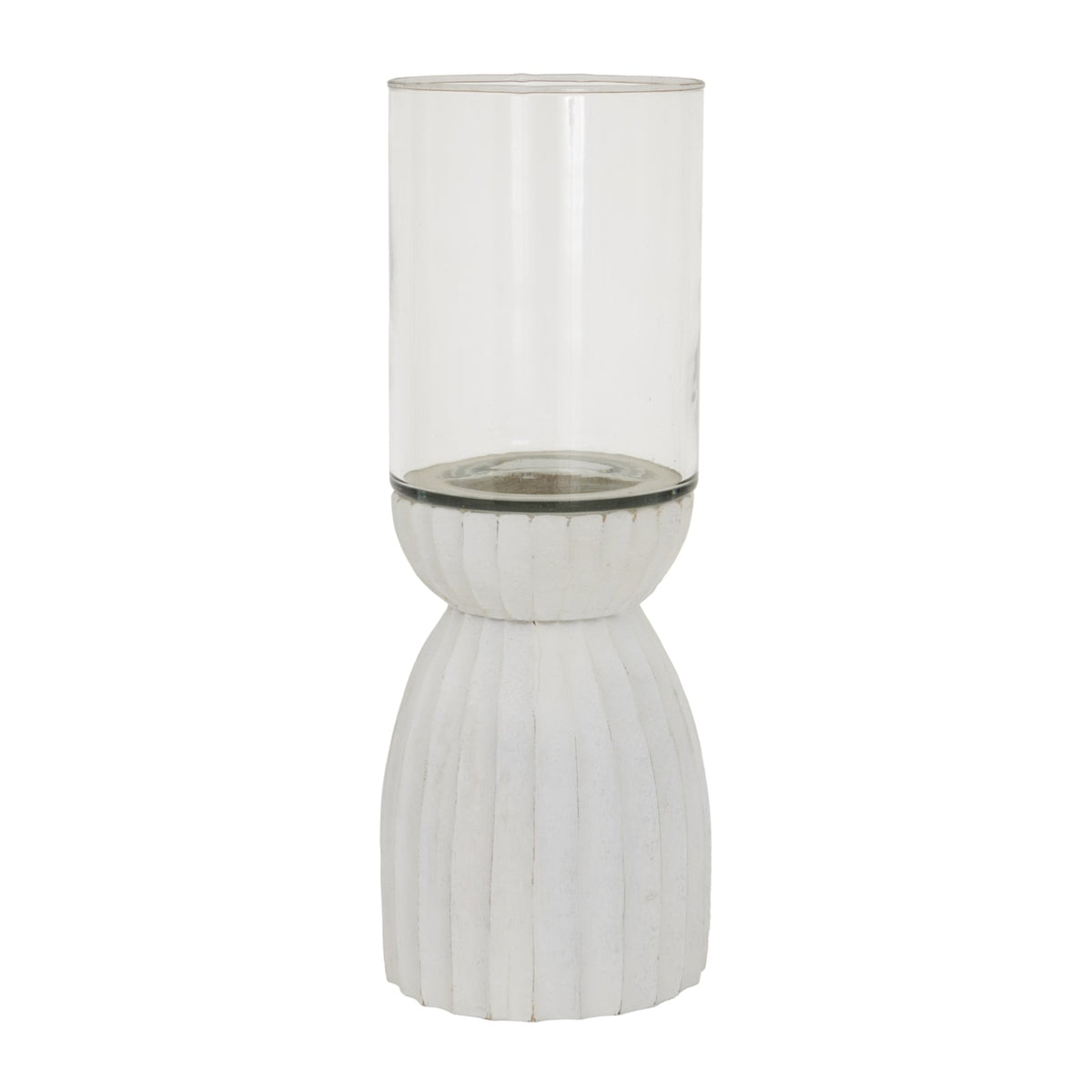 Large White Carved Hurricane Lantern