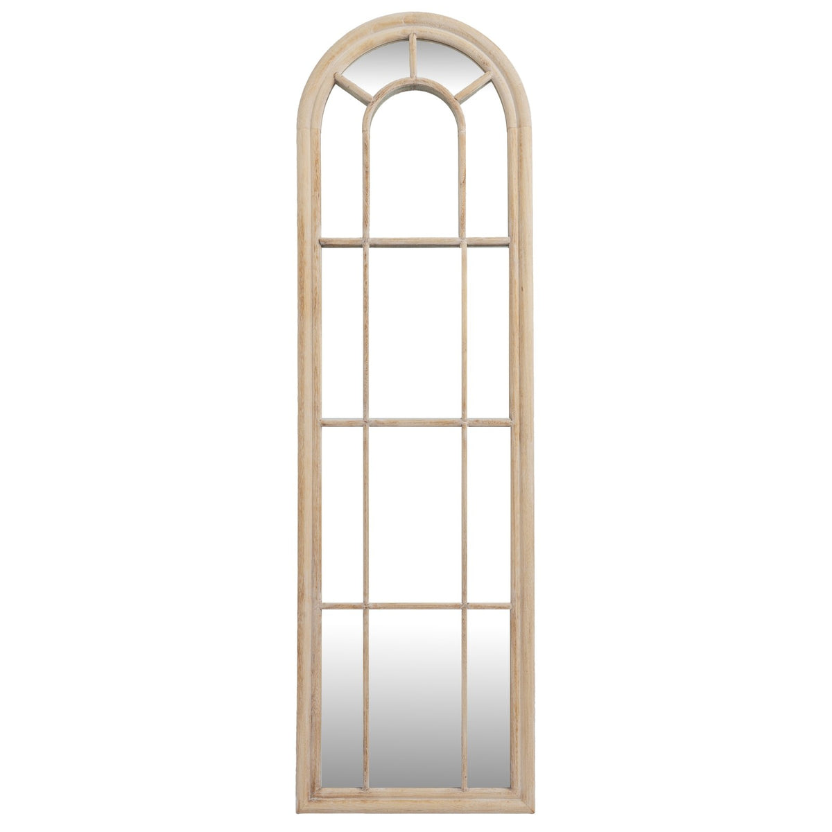 Washed Wood Tall Arched Window Mirror — mirror