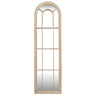 Large Brown Arched Mirror 170cm — Tall Full Length Wall Mirror, Window Pane Design, Wood Frame
