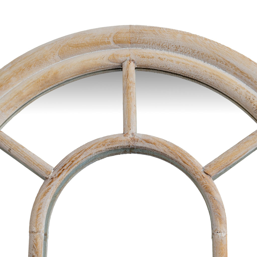 Washed Wood Tall Arched Window Mirror — mirror