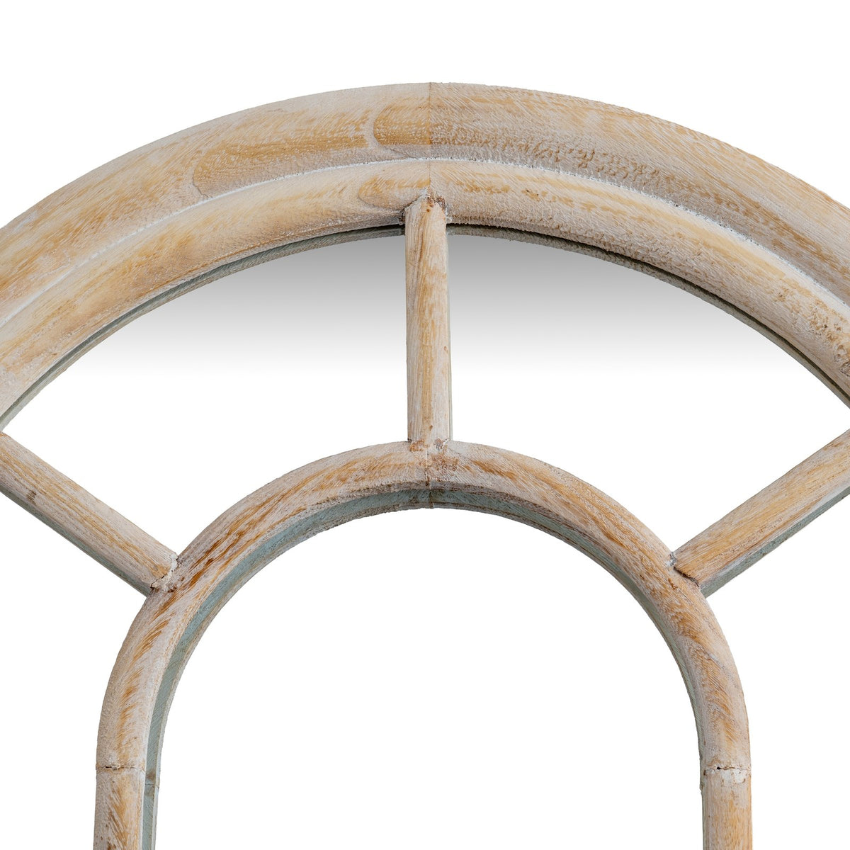 Washed Wood Tall Arched Window Mirror — mirror