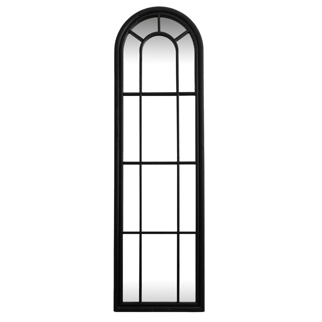 Black Wood Tall Arched Window Mirror — mirror