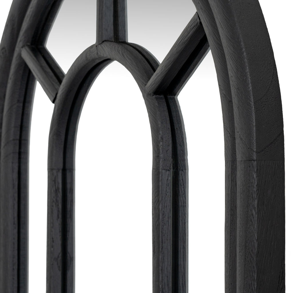 Black Wood Tall Arched Window Mirror — mirror