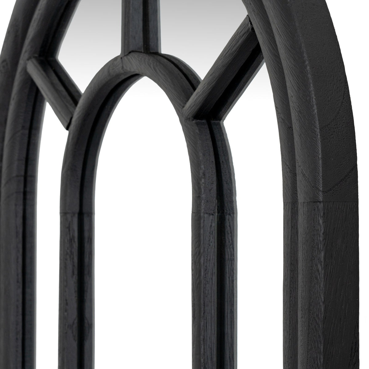 Black Wood Tall Arched Window Mirror — mirror