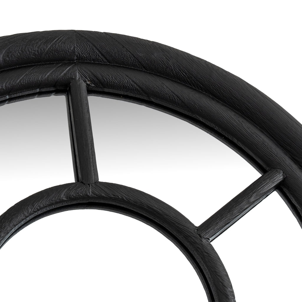 Black Wood Tall Arched Window Mirror — mirror