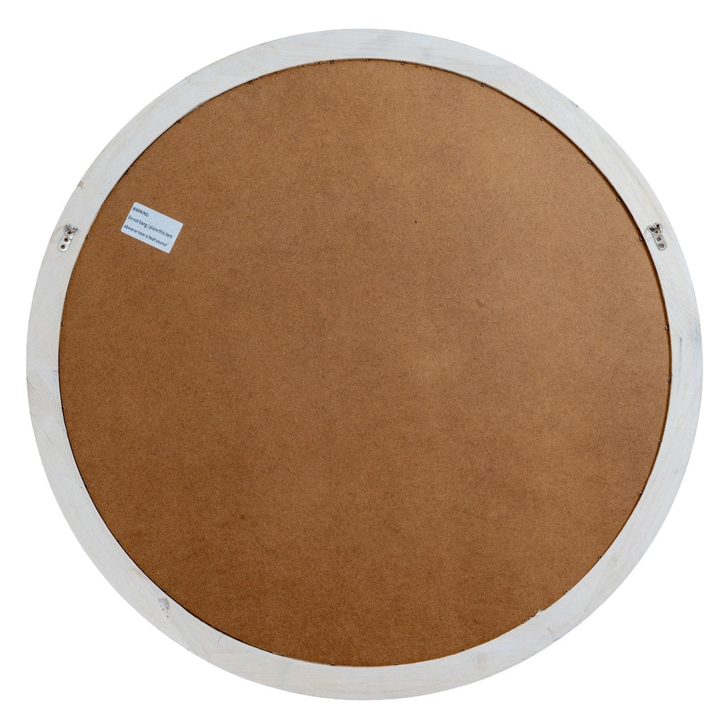 Washed Wood Round Window Mirror — mirror