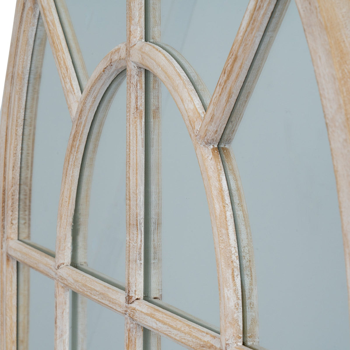 Hartley Washed Wood Arched Window Mirror