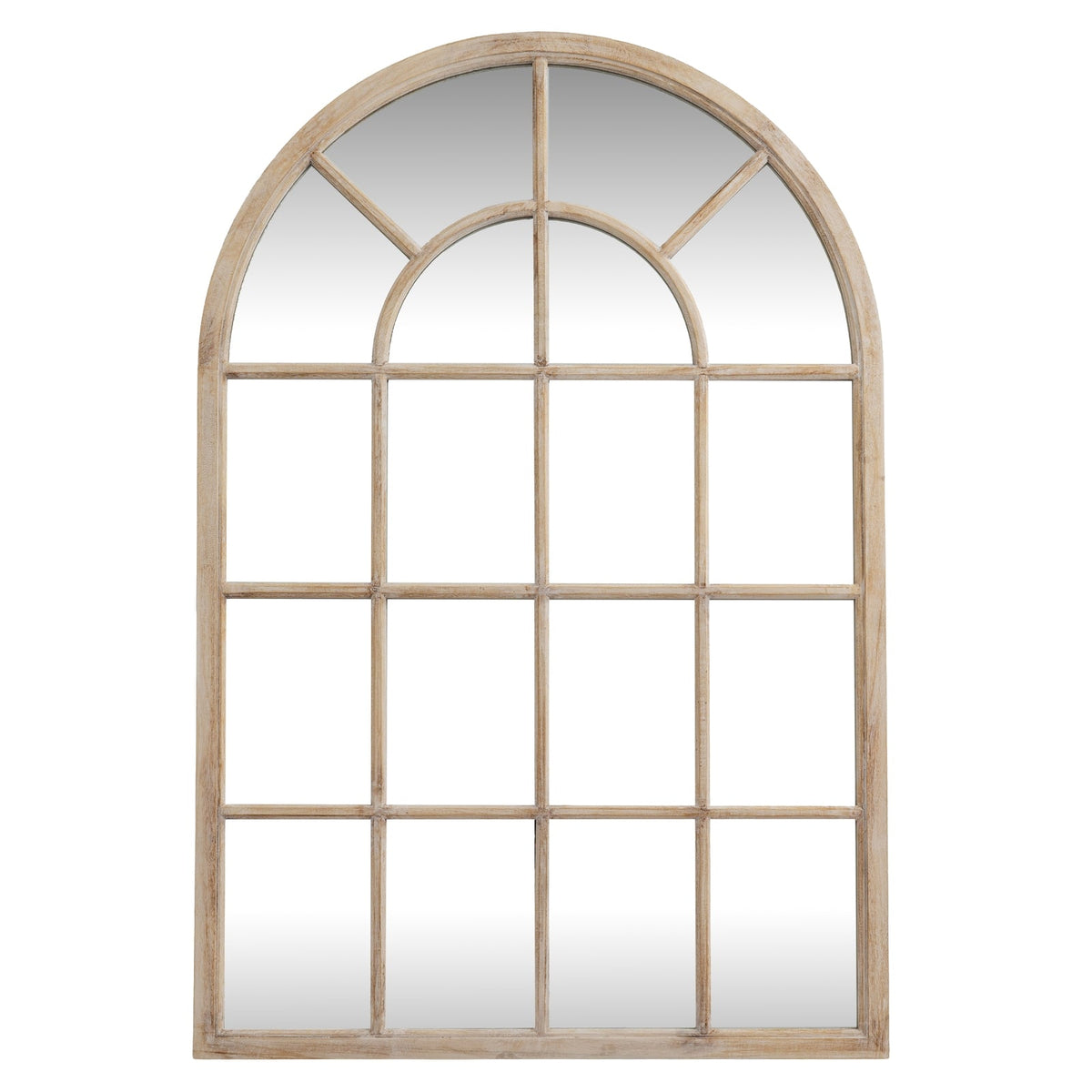 Hartley Washed Wood Arched Window Mirror