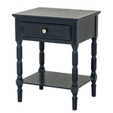 Black Side Table — 1 Drawer Living Room Side Table, Wood