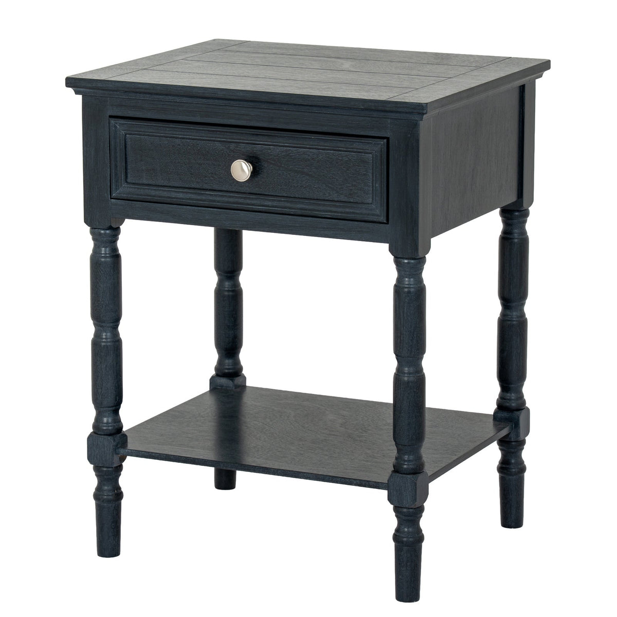 Black Side Table — 1 Drawer Living Room Side Table, Wood
