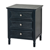 Black Side Table — 3 Drawer Living Room Side Table, Wood