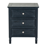 Black Side Table — 3 Drawer Living Room Side Table, Wood