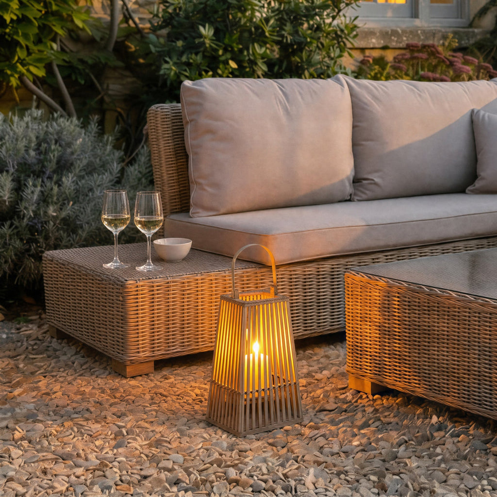 Small Silo Wicker Lantern