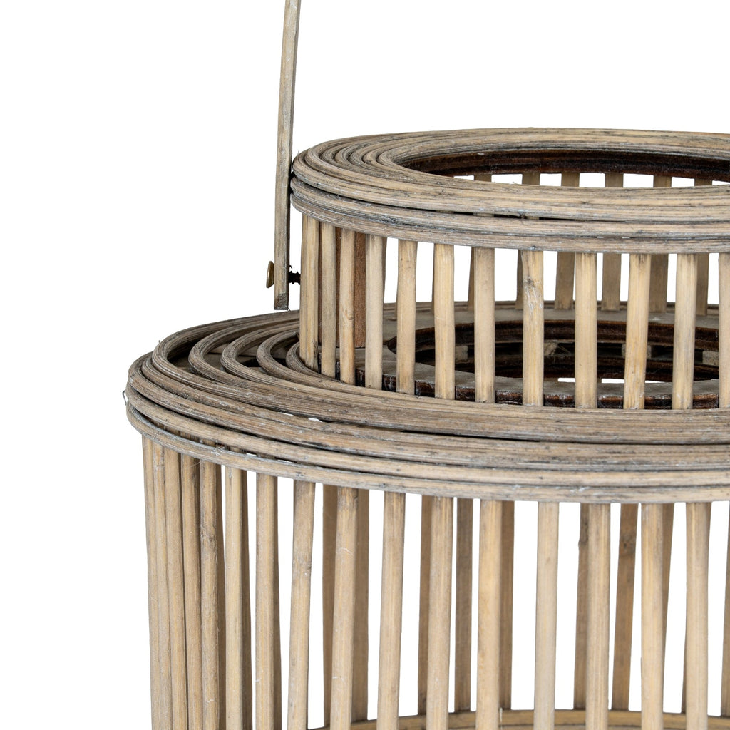 Cylinder Wicker Lantern With Glass Holder