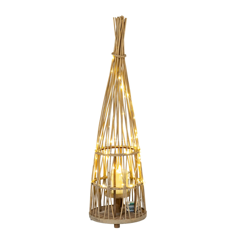Medium Conical Wicker Lantern
