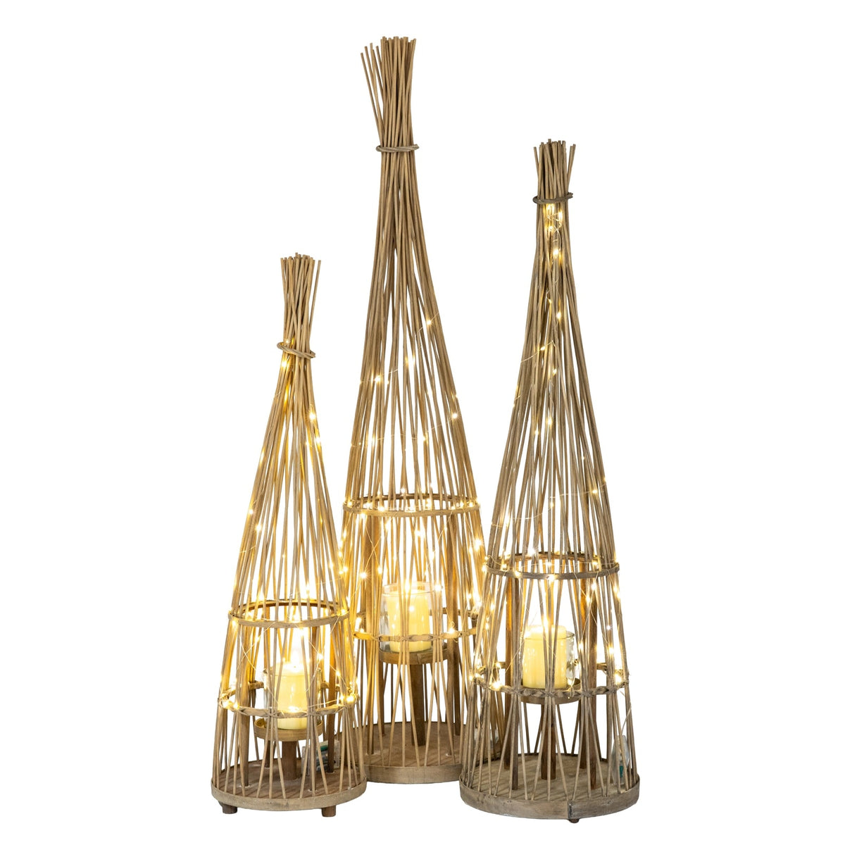 Medium Conical Wicker Lantern