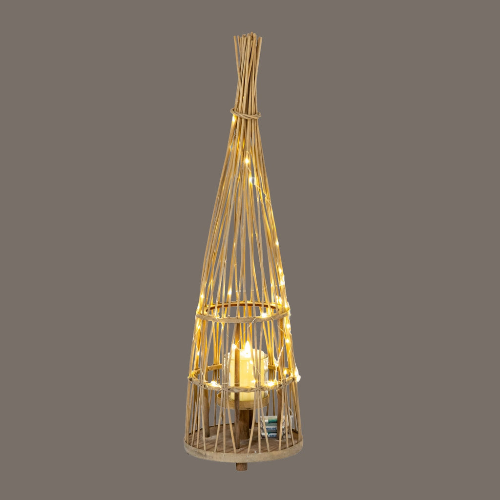 Medium Conical Wicker Lantern