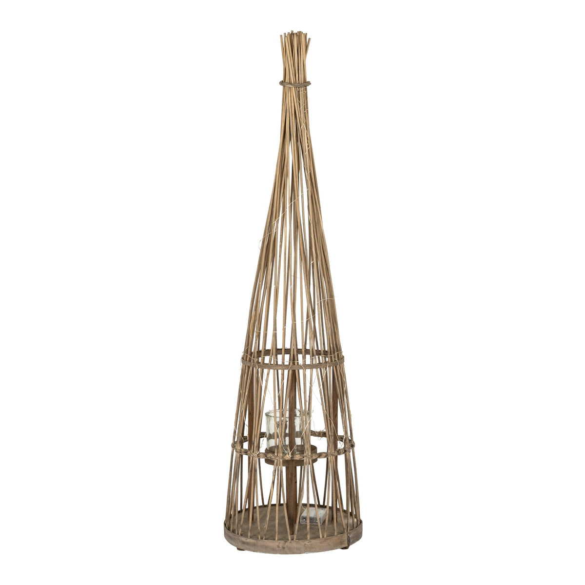 Medium Conical Wicker Lantern