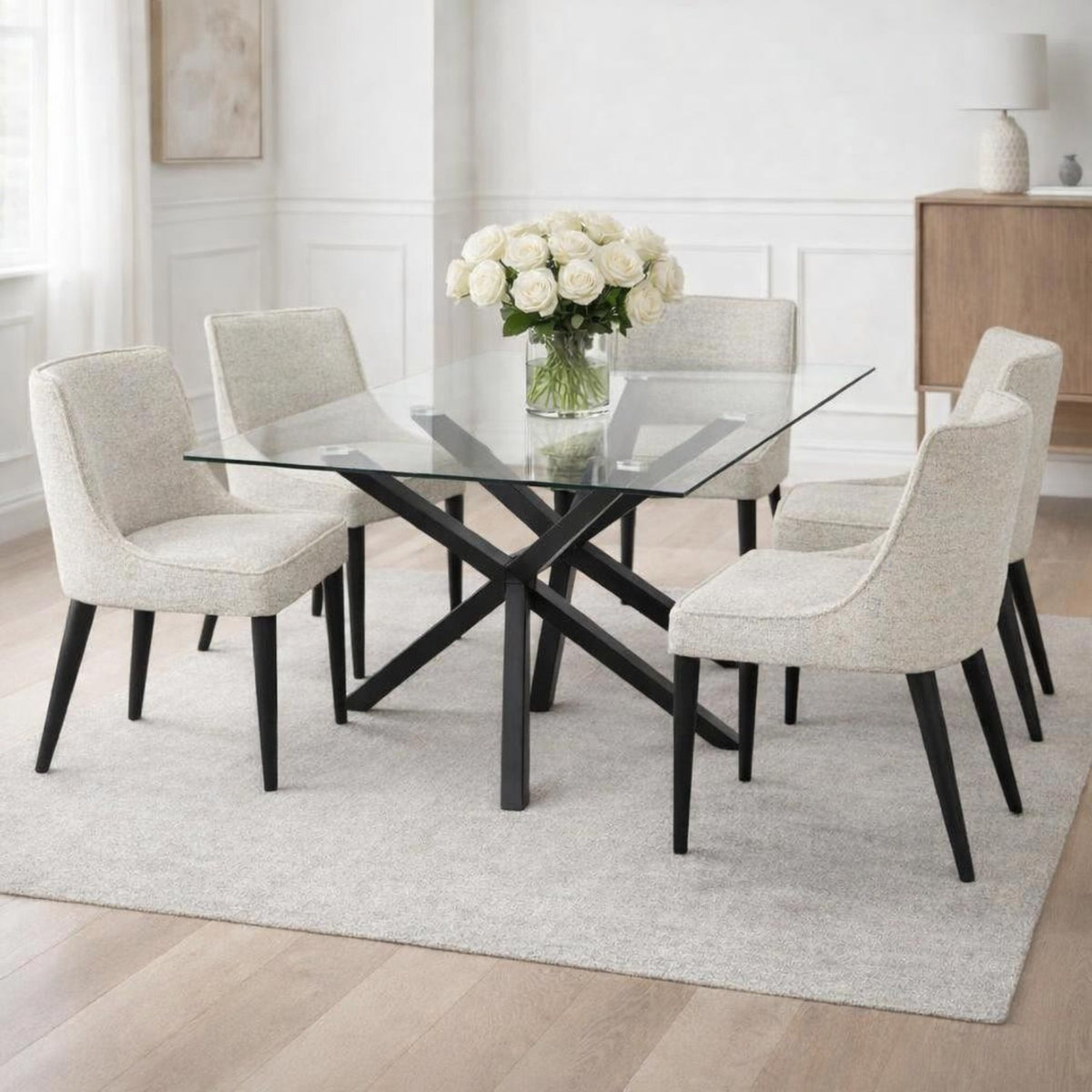 Monza Rectangular Glass Dining Table — dining table