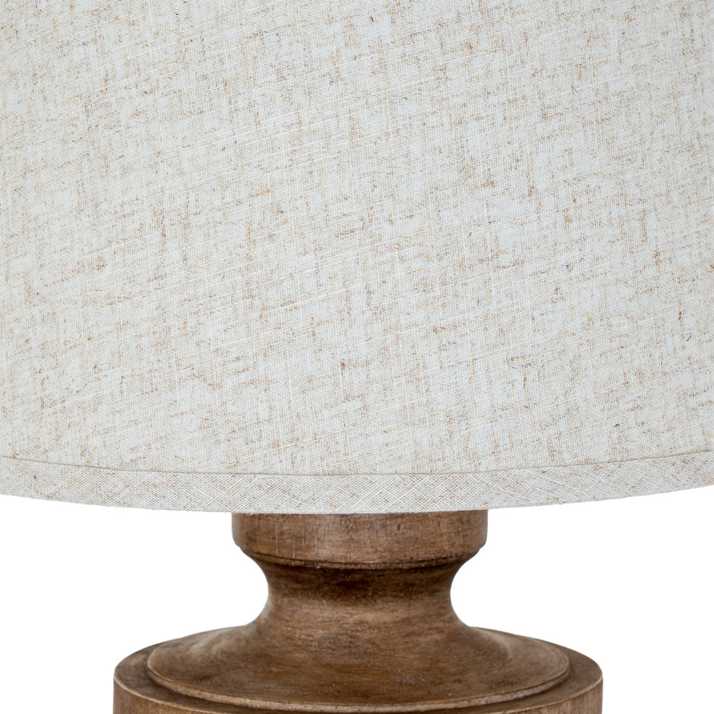 Brown Table Lamp 75cm — Living Room Table Lamp, Linen Shade, Tassora